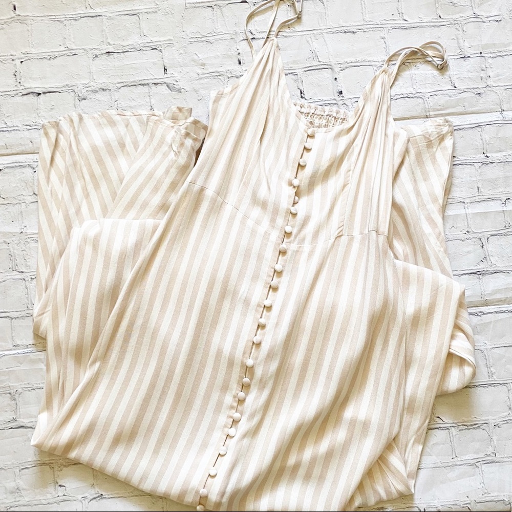 Bleuh Ciel Tan & White Striped Maxi Dress